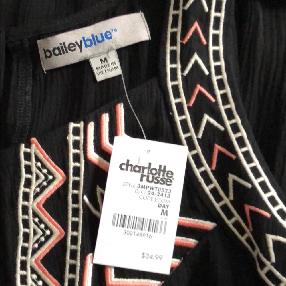 baileyblue Boho Black Tunic Dress Size Medium - Picture 3 of 3